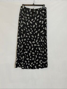 NWT Maje Midi Skirt Black Floral Print Size 40 US 12